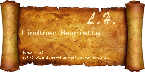 Lindtner Henrietta névjegykártya